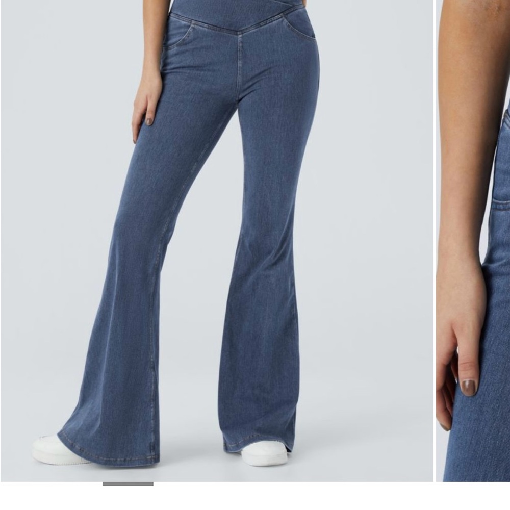 Halara Flex™ High Waisted Crossover Pocket Washed Casual Jeans